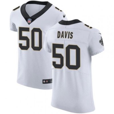 Nike Saints #50 DeMario Davis White Mens Stitched NFL Vapor Untouchable Elite Jersey