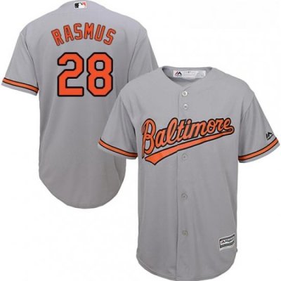 Youth Majestic Baltimore Orioles 28 Colby Rasmus Replica Grey Road Cool Base MLB Jersey