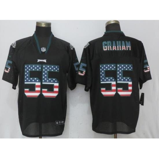 Nike Eagles #55 Brandon Graham Black USA Flag Elite Jersey