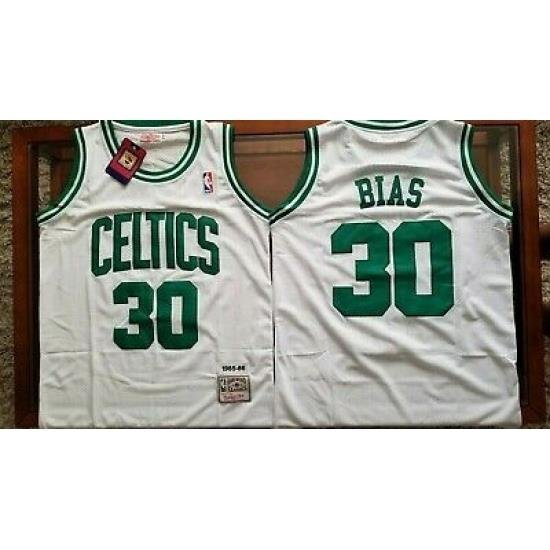 Men Boston Celtis Len Bias White Hardwood Classic Mitchell Ness Jersey