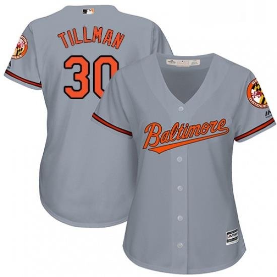 Womens Majestic Baltimore Orioles 30 Chris Tillman Authentic Grey Road Cool Base MLB Jersey