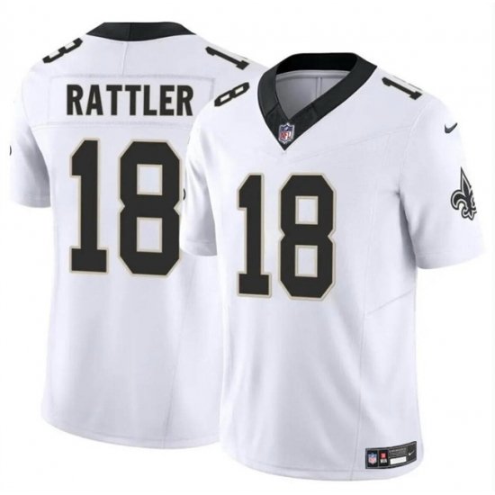 Men New Orleans Saints 18 Spencer Rattler White F U S E Vapor Limited Stitched Football Jersey