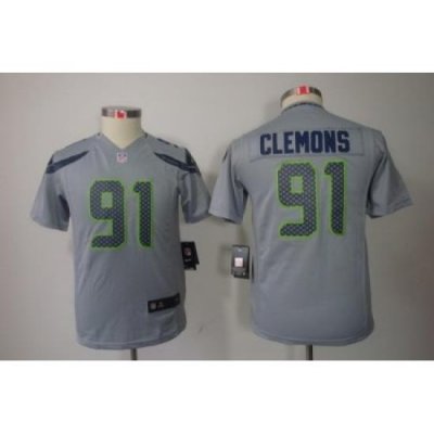 Youth Nike Nike Seattle SeahaWks 91# Chris Clemons Grey Color[Youth Limited Jerseys]