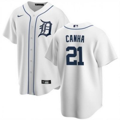 Men Detroit Tigers 21 Mark Canha White Cool Base Stitched Baseball Jersey