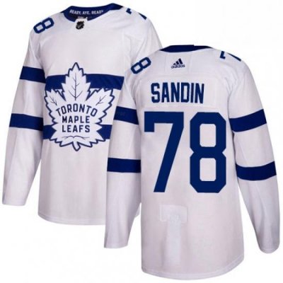 Mens Adidas Toronto Maple Leafs 78 Rasmus Sandin Authentic White 2018 Stadium Series NHL Jersey