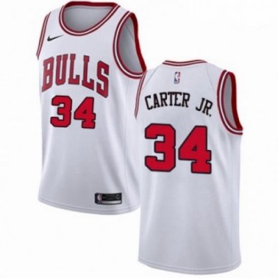 Mens Nike Chicago Bulls 34 Wendell Carter Jr Authentic White NBA Jersey Association Edition