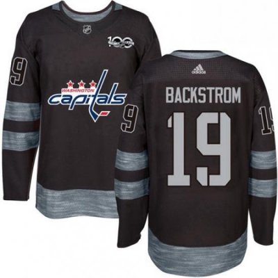 Mens Adidas Washington Capitals 19 Nicklas Backstrom Premier Black 1917 2017 100th Anniversary NHL Jersey