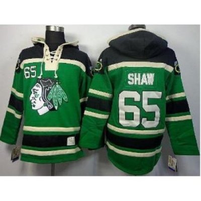 Chicago Blackhawks 65 Andrew Shaw Green Lace-Up Hoodies