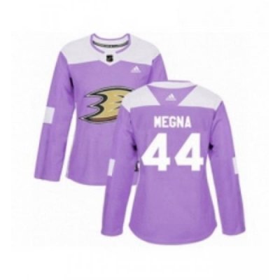 Womens Adidas Anaheim Ducks 44 Jaycob Megna Authentic Purple Fights Cancer Practice NHL Jersey