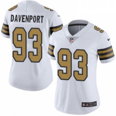 Womens Nike NeW Orleans Saints 93 Marcus Davenport Limited White Rush Vapor Untouchable NFL Jersey