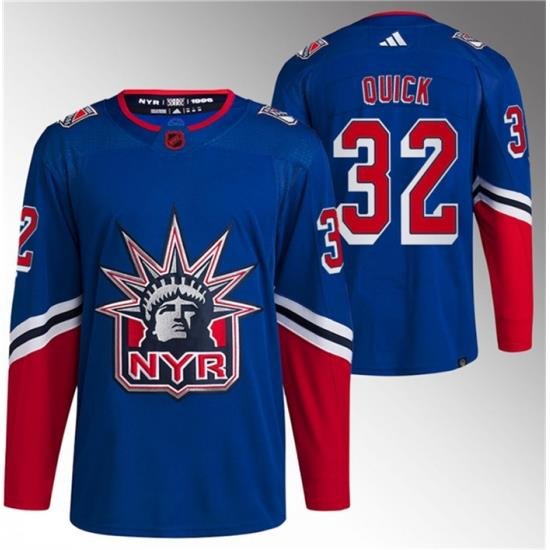 Men New York Rangers 32 Jonathan Quick Blue Reverse Retro Stitched Jersey