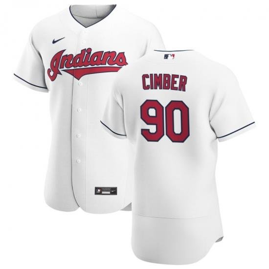 Men Cleveland Indians 90 Adam Cimber Men Nike White Home 2020 Flex Base Team MLB Jersey