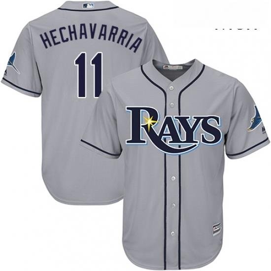 Mens Majestic Tampa Bay Rays 11 Adeiny Hechavarria Replica Grey Road Cool Base MLB Jersey