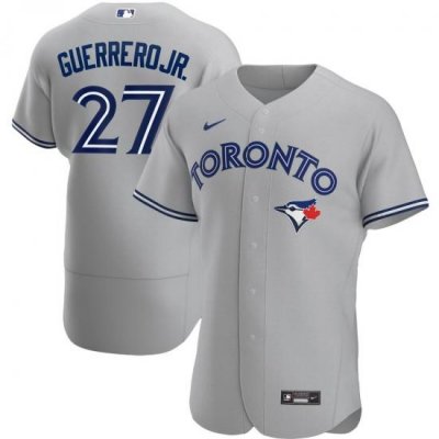 Men Toronto Blue Jays 27 Vladimir Guerrero Jr  Men Nike Gray Road 2020 Flex Base Player MLB Jersey