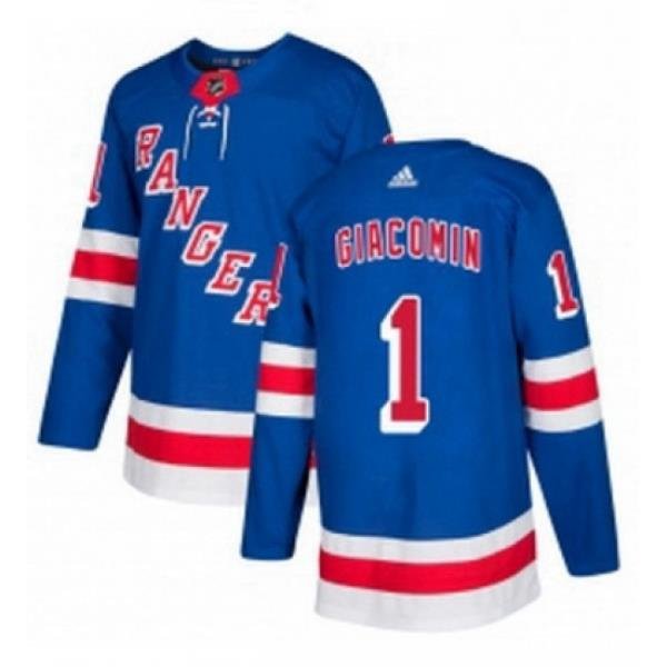 Mens Adidas New York Rangers 1 Eddie Giacomin Authentic Royal Blue Home NHL Jersey