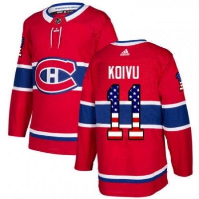 Youth Adidas Montreal Canadiens 11 Saku Koivu Authentic Red USA Flag Fashion NHL Jersey