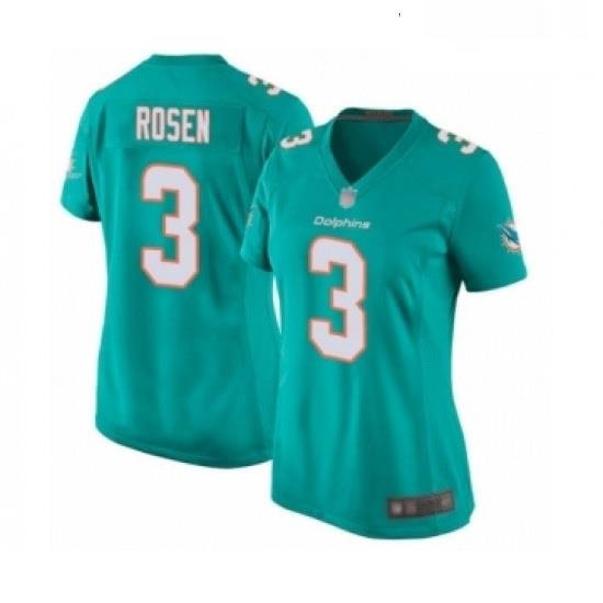 Womens Miami Dolphins 3 Josh Rosen Game Aqua Green Team Color Football Jersey