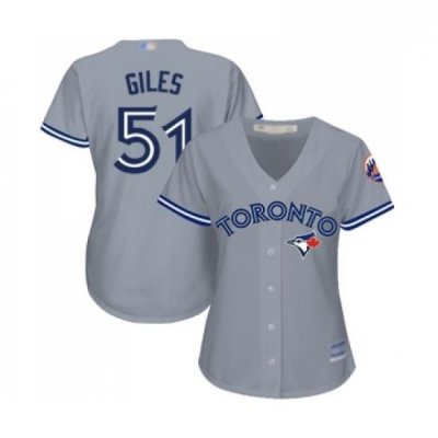 Womens Toronto Blue Jays 51 Ken Giles Replica Grey Road Baseball Jersey