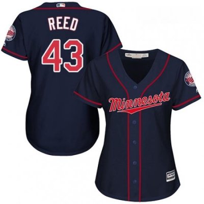 Womens Majestic Minnesota Twins 43 Addison Reed Replica Navy Blue Alternate Road Cool Base MLB Jersey