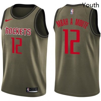 Youth Nike Houston Rockets 12 Luc Mbah a Moute Swingman Green Salute to Service NBA Jersey