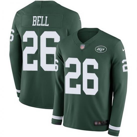 Jets #26 Le 27Veon Bell Green Team Color Men Stitched Football Limited Therma Long Sleeve Jersey