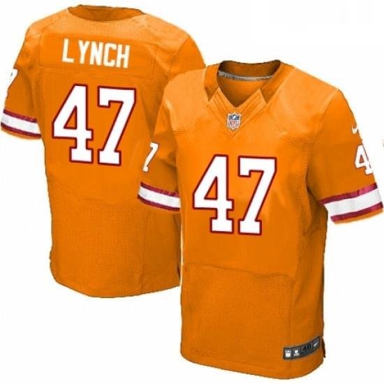 Mens Nike Tampa Bay Buccaneers 47 John Lynch Elite Orange Glaze Alternate NFL Jersey