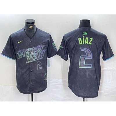 Men Tampa Bay Rays 2 Yandy D EDaz Charcoal 2024 City Connect Limited Stitched Baseball Jersey 3