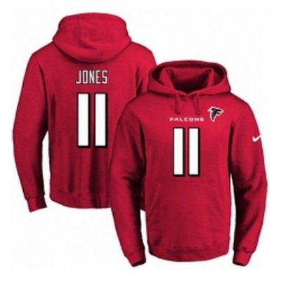 NFL Mens Nike Atlanta Falcons 11 Julio Jones Red Name Number Pullover Hoodie