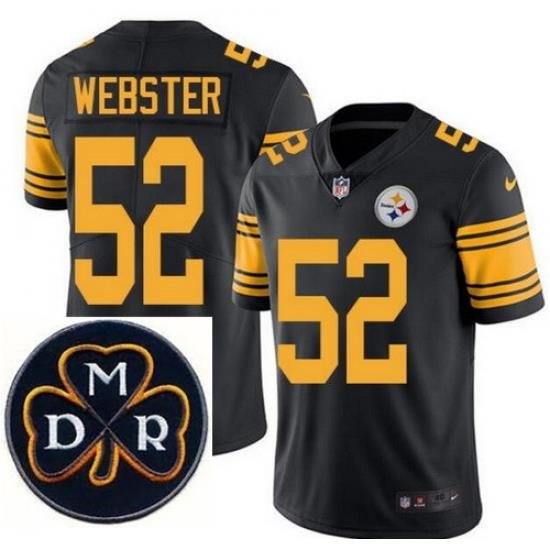 Men's Nike Pittsburgh Steelers #52 Mike Webster Elite Black Rush NFL MDR Dan Rooney Patch Jersey