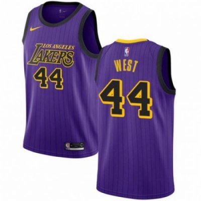 Mens Nike Los Angeles Lakers 44 Jerry West Swingman Purple NBA Jersey City Edition