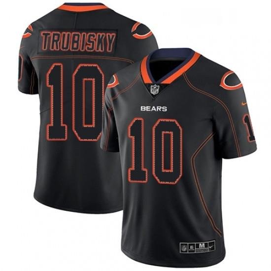 Mens Nike Chicago Bears 10 Mitchell Trubisky Limited Lights Out Black Rush NFL Jersey