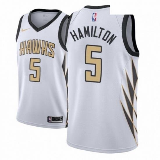 Men NBA 2018 19 Atlanta Hawks 5 Daniel Hamilton City Edition White Jersey