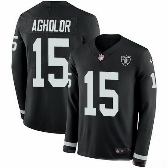 Nike Raiders 15 Nelson Agholor Black Team Color Men Stitched NFL Limited Therma Long Sleeve Jersey