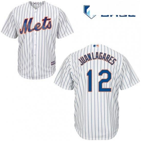 Mens Majestic New York Mets 12 Juan Lagares Replica White Home Cool Base MLB Jersey