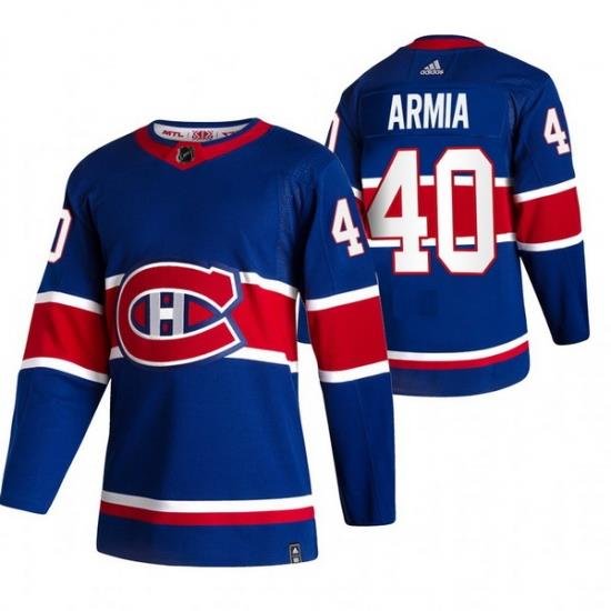 Men Montreal Canadiens 40 Joel Armia Blue Adidas 2020 21 Reverse Retro Alternate NHL Jersey