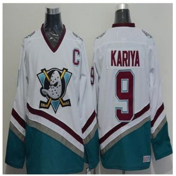 Anaheim Ducks #9 Paul Kariya White CCM Throwback Stitched NHL Jersey