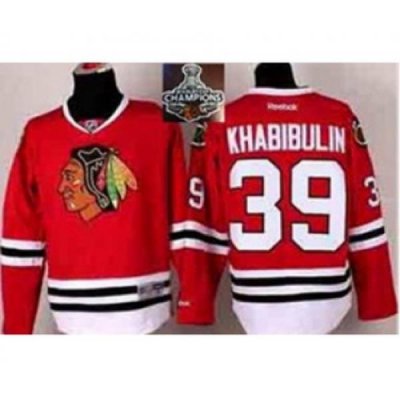 youth nhl jerseys chicago blackhawks #39 khabibulin red[2015 Stanley cup champions]