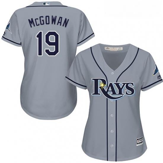 Womens Majestic Tampa Bay Rays 19 Dustin McGowan Replica Grey Road Cool Base MLB Jersey