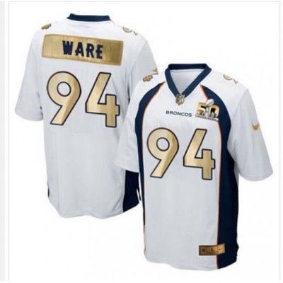 Nike Broncos #94 DeMarcus Ware White Mens Stitched NFL Game Super BoWl 50 Collection Jersey