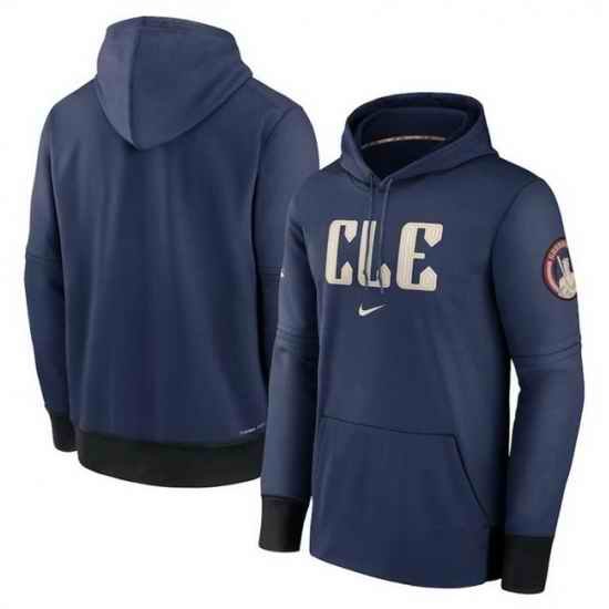 Men Cleveland Guardians Navy 2024 City Connect Collection Practice Performance Pullover Hoodie