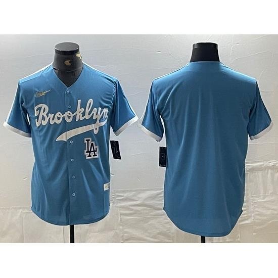 Men Los Angeles Dodgers Team  Light Blue ThroWback Cool Base Stitched Baseball Jersey 9