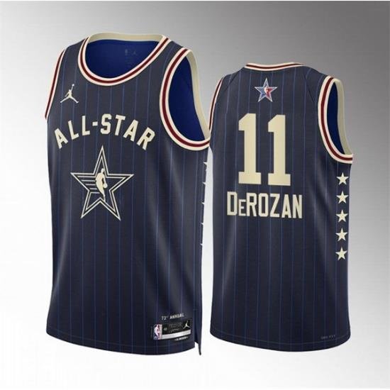 Men 2024 All Star 11 DeMar DeRozan Navy Stitched Basketball Jersey