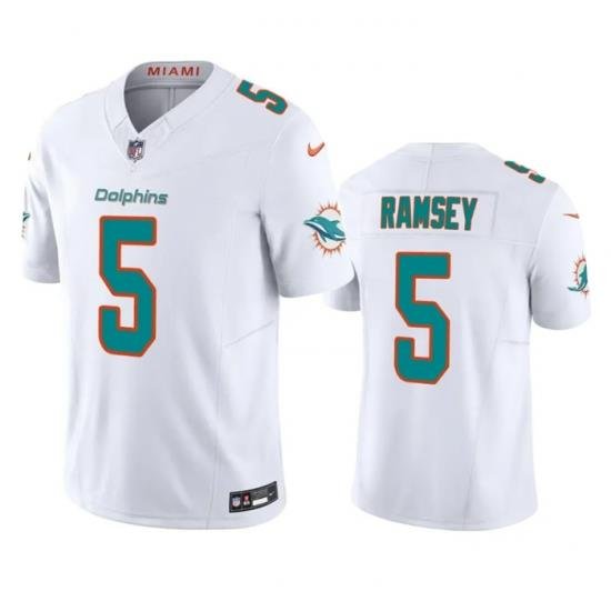 Men Miami Dolphins 5 Jalen Ramsey White 2023 F U S E Vapor Limited Stitched Football Jersey