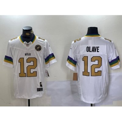 Men New Orleans Saints 12 Chris Olave BlackWhite 1987 Legacy Cool Base Stitched Baseball Jersey 1