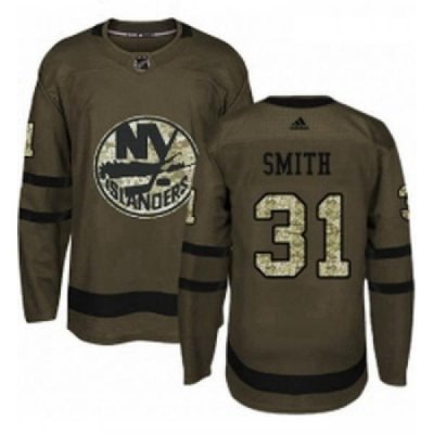 Youth Adidas New York Islanders 31 Billy Smith Authentic Green Salute to Service NHL Jersey