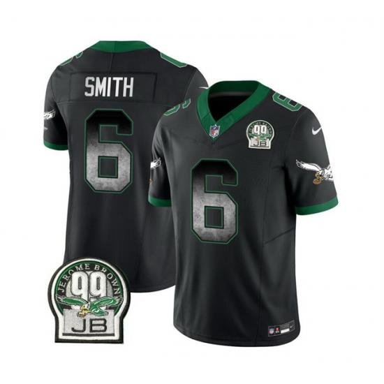 Men Philadelphia Eagles 6 DeVonta Smith Black 2023 F U S E  Throwback Vapor Untouchable Limited Stitched Football Jersey