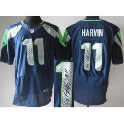 Nike Seattle Seahawks 11 Percy Harvin Blue Elite Signed NFL Jersey