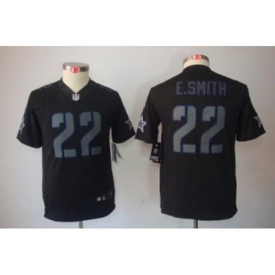 Youth Nike Dallas Cowboys 22# E.SMITH Black Jerseys[Impact Limited]