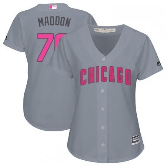 Womens Majestic Chicago Cubs 70 Joe Maddon Authentic Grey Mothers Day Cool Base MLB Jersey