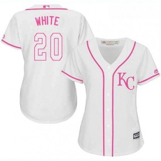 Womens Majestic Kansas City Royals 20 Frank White Replica White Fashion Cool Base MLB Jersey